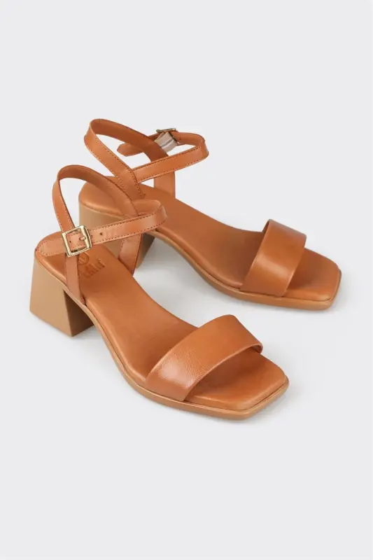 Taba Leather Women's Heeled Sandals - 2
