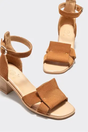 Taba Leather Women's Heeled Sandals - 3
