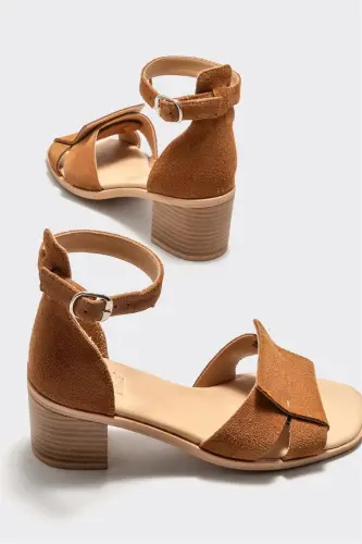 Taba Leather Women's Heeled Sandals - 4
