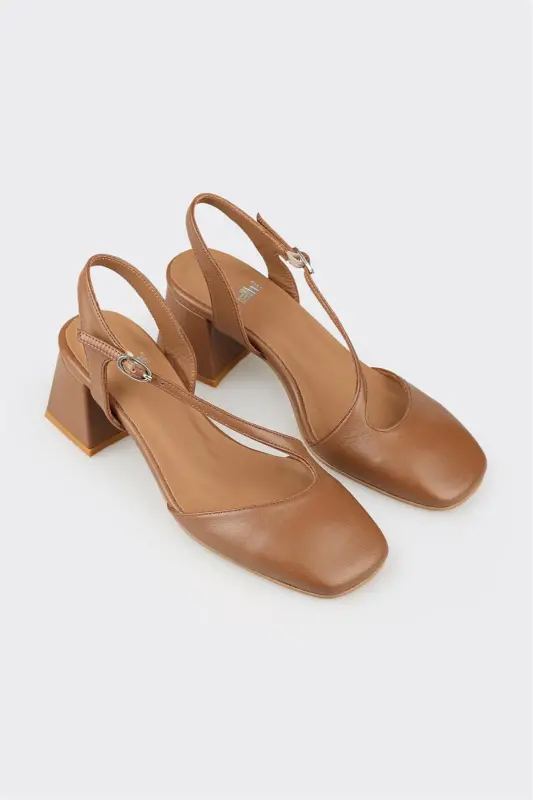 Taba Leather Women's Heeled Shoes - 2