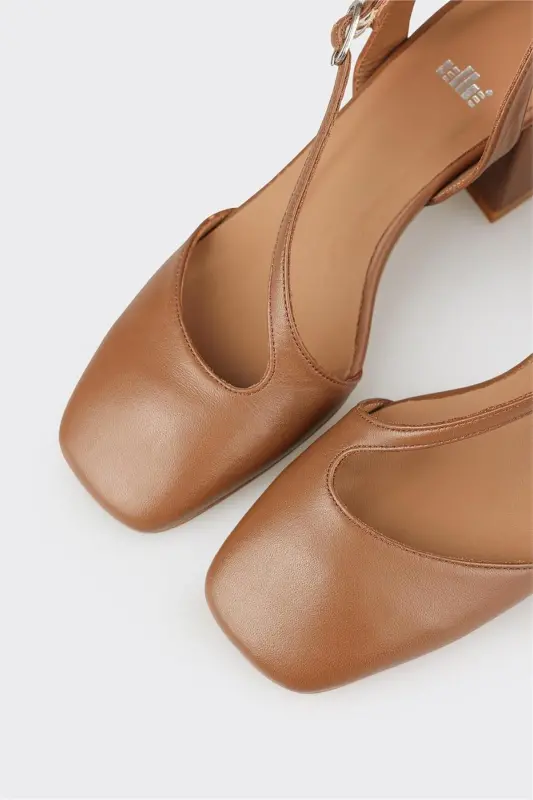 Taba Leather Women's Heeled Shoes - 4