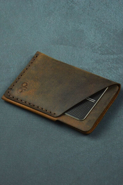 Taba Minimal Qo'l bilan tayyorlangan haqiqiy charm kartadon - 9