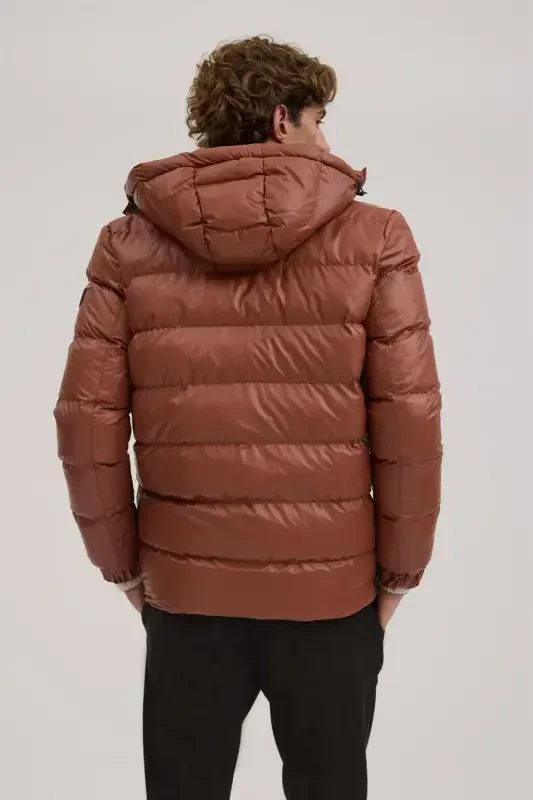 Taba Regular Fit Kapüşonlu Şişme Kışlık Mont - 4