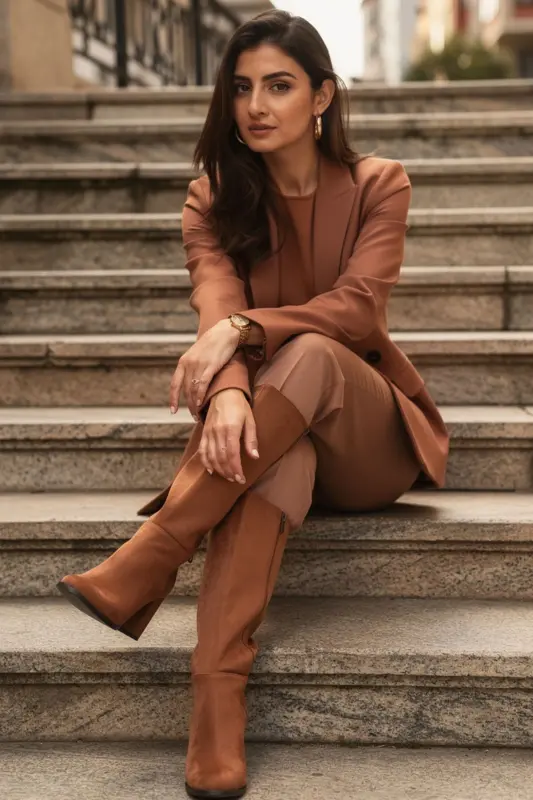 Taba Süet Kadın Çizme 17548-Taba Süet - 1