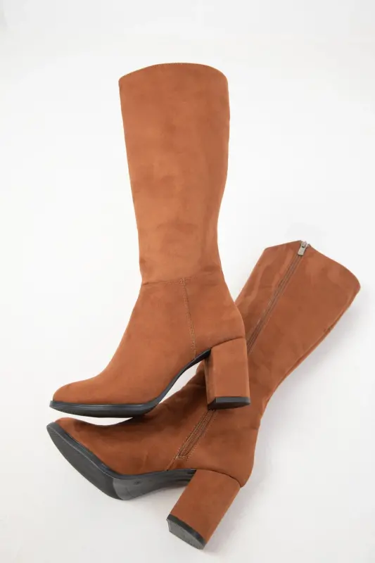 Taba Süet Kadın Çizme 17548-Taba Süet - 4