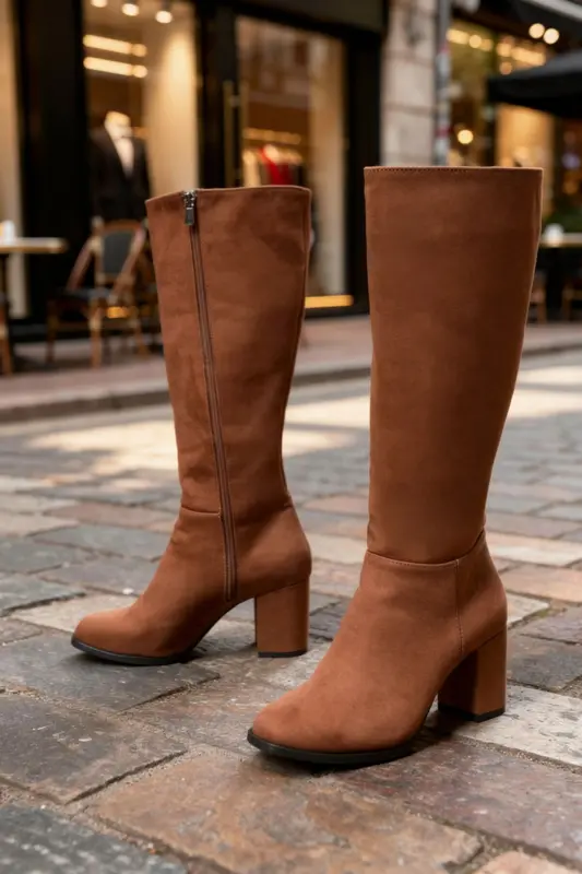 Taba Süet Kadın Çizme 17548-Taba Süet - 2