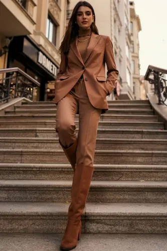 Taba Süet Kadın Çizme 17548-Taba Süet - 3