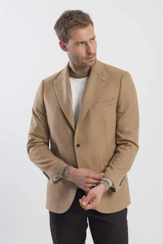 Tabac Classic Fit Wool Blend Mono Collar Jacket - 2