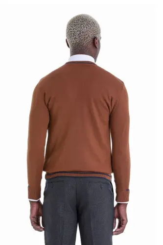Табачный Comfort Fit С узором С круглым вырезом Шерстяной Свитер - Табачный - 6