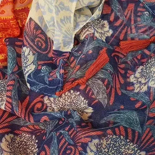 Tabassumingiz Katta Boho Sharf Ayollar uchun Yengil gul bosilgan sharflar Kuz qish moda chetli ro'mol o'ramlari - 5
