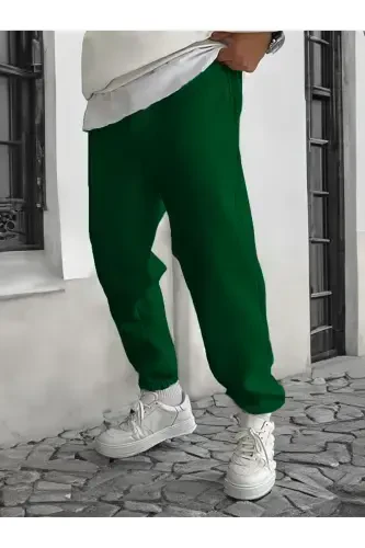 Tabassumli yuz Yashil Jogger Yupqa sport shim-Yashil - DUBU BUTİK (1)