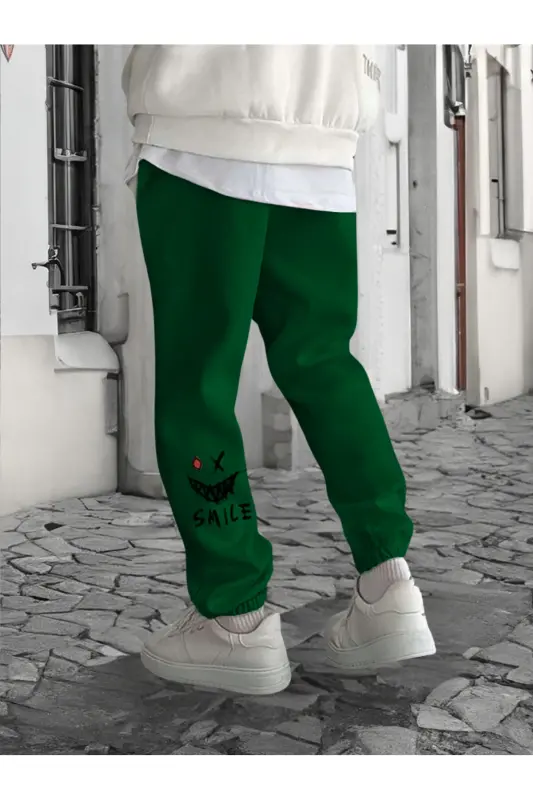Tabassumli yuz Yashil Jogger Yupqa sport shim-Yashil - 1