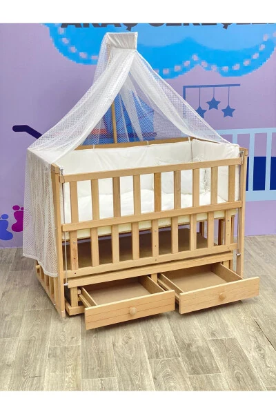 Табиий ёғоч она ёнида лифтли тортиб олинувчи кроватча тўлиқ тўплам уйқу тўплами - 5