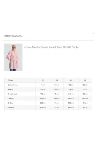 Tabiiy mato va kamalaklardan tashkil top tunika 24k4300 Pushti - 6