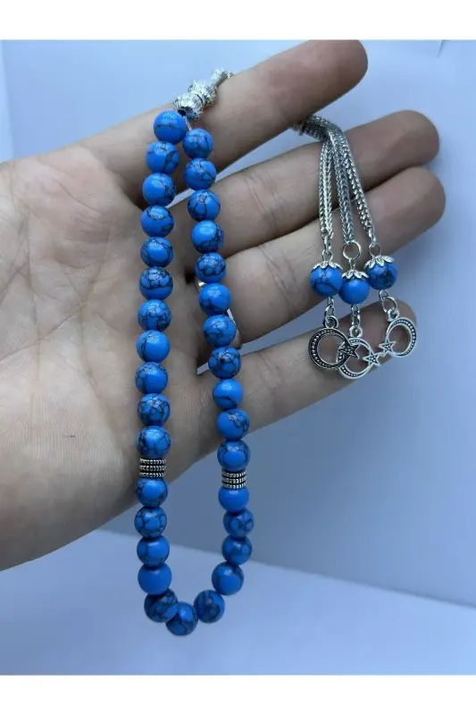 Tabiiy tosh Firuza toshi Tasbeh 33 talik - Maxsus G‘ozali-KO‘K - 3