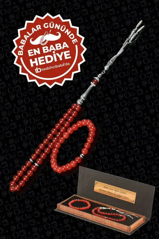 Tabiiy toshli tasbeh va bilaguzuk to'plami Eng chiroyli sovg'a Uslubli ota uchun sovg'a Qutili sovg'a-Aqiq - 1