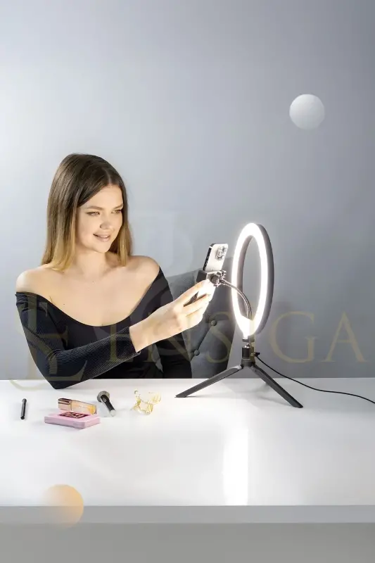 Table Stand 10 Inch Led Ring Light Influencer Youtuber Tiktok Phone Holder Makeup Light - 3