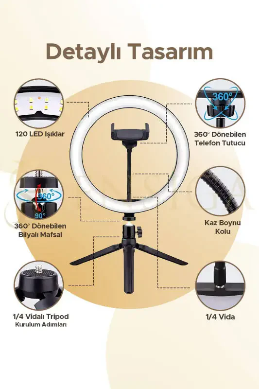 Table Stand 10 Inch Led Ring Light Influencer Youtuber Tiktok Phone Holder Makeup Light - 5