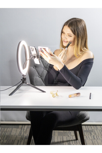 Table Stand 10 Inch Led Ring Light Influencer Youtuber Tiktok Phone Holder Makeup Light - 1