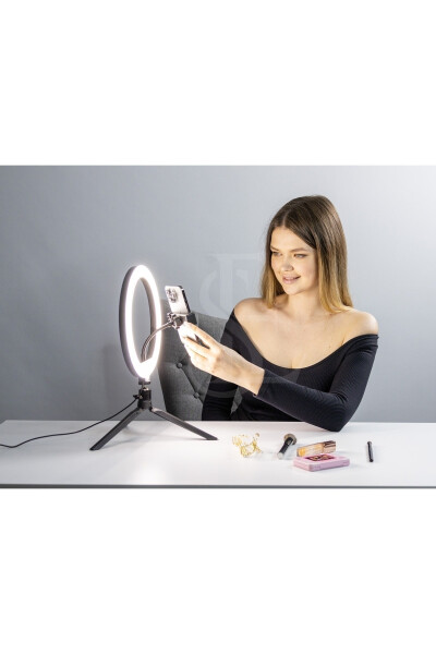 Table Stand 10 Inch Led Ring Light Influencer Youtuber Tiktok Phone Holder Makeup Light - 2