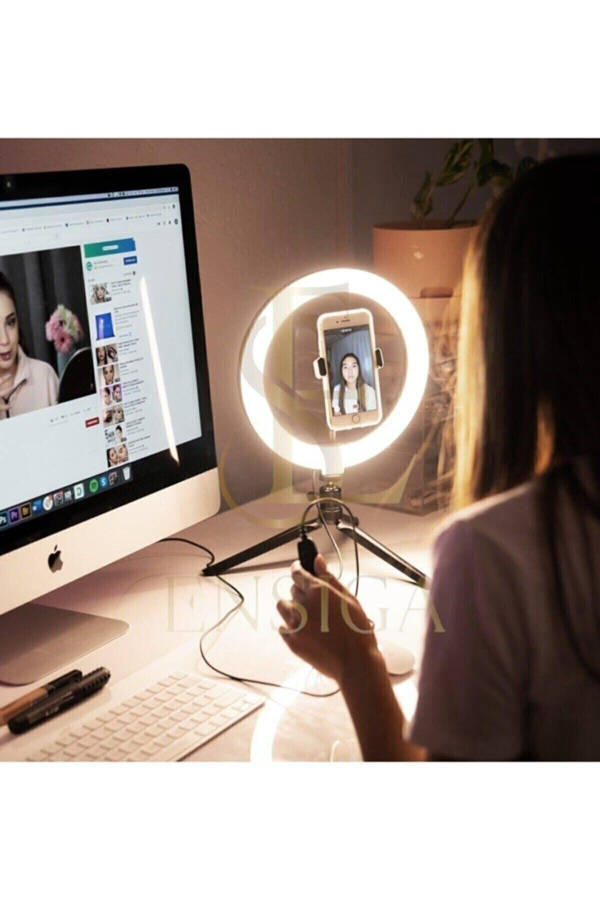 Table Stand 10 Inch Led Ring Light Influencer Youtuber Tiktok Phone Holder Makeup Light - 3