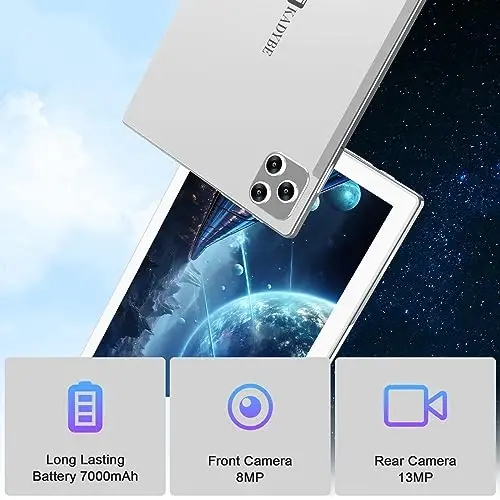 Tablet 10.1 Inch Android 13 Tablets 2025 Latest Android Tablets 128GB ROM+16GB RAM (8+8 Virtual), 2 in 1 Tablet with Keyboard, Powerful Octa-Core+13MP Camera, 1TB TF Expandable, FHD WiFi Tableta PC - 6