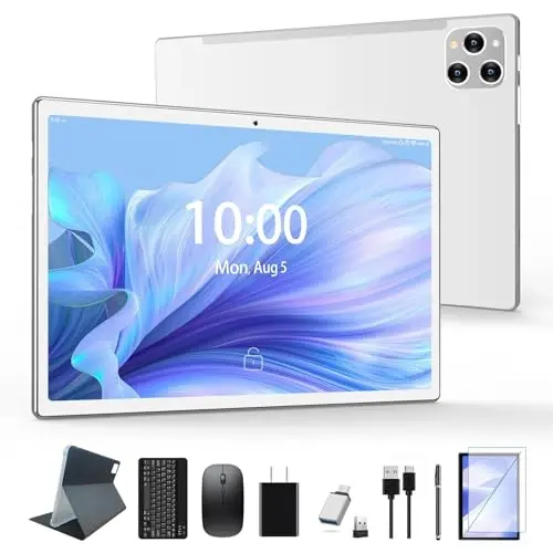 Tablet 10.1 Inch Android 13 Tablets 2025 Latest Android Tablets 128GB ROM+16GB RAM (8+8 Virtual), 2 in 1 Tablet with Keyboard, Powerful Octa-Core+13MP Camera, 1TB TF Expandable, FHD WiFi Tableta PC - KADYBE