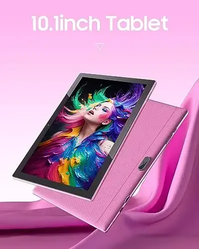 Tablet 64GB 10 Inch Tablet, Android Tablets, 6000mAh Battery Quad Core HD Touch Screen Tableta Computer 2MP+8MP Dual Cameras WiFi BT Google Play Tabletas. (Pink) - 2