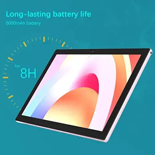 Tablet 64GB 10 Inch Tablet, Android Tablets, 6000mAh Battery Quad Core HD Touch Screen Tableta Computer 2MP+8MP Dual Cameras WiFi BT Google Play Tabletas. (Pink) - 6
