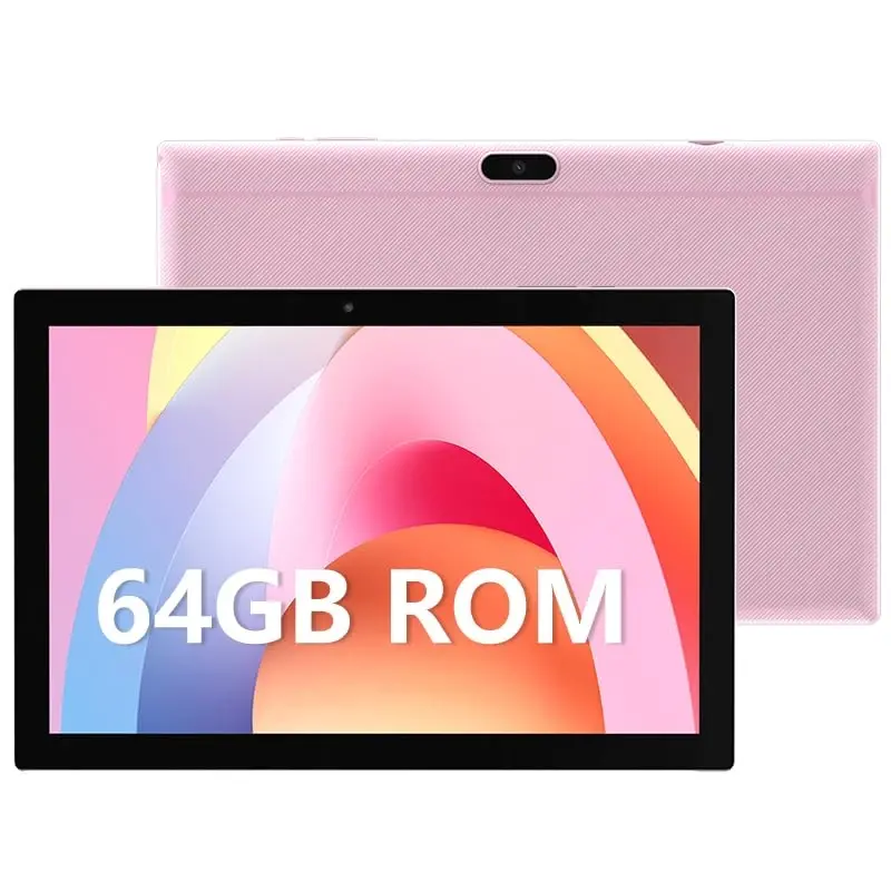 Tablet 64GB 10 Inch Tablet, Android Tablets, 6000mAh Battery Quad Core HD Touch Screen Tableta Computer 2MP+8MP Dual Cameras WiFi BT Google Play Tabletas. (Pink) - 1