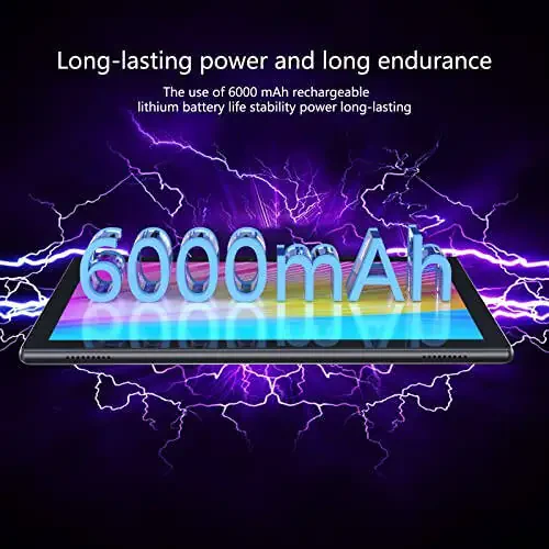 Tablet 64GB 10 Inch Tablet, Android Tablets, 6000mAh Battery Quad Core HD Touch Screen Tableta Computer, with WiFi BT Google Play Android Tabletas. Black. - 7