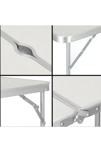 Tabureli Katlanabilir Piknik Masası Seti -Bej-Bej - 4