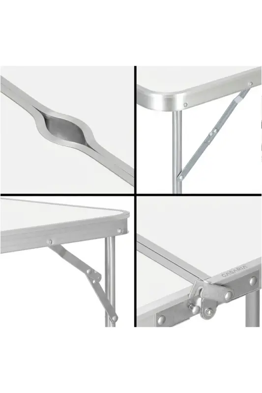 Tabureli Katlanabilir Piknik Masası Seti -Beyaz-Beyaz - 3