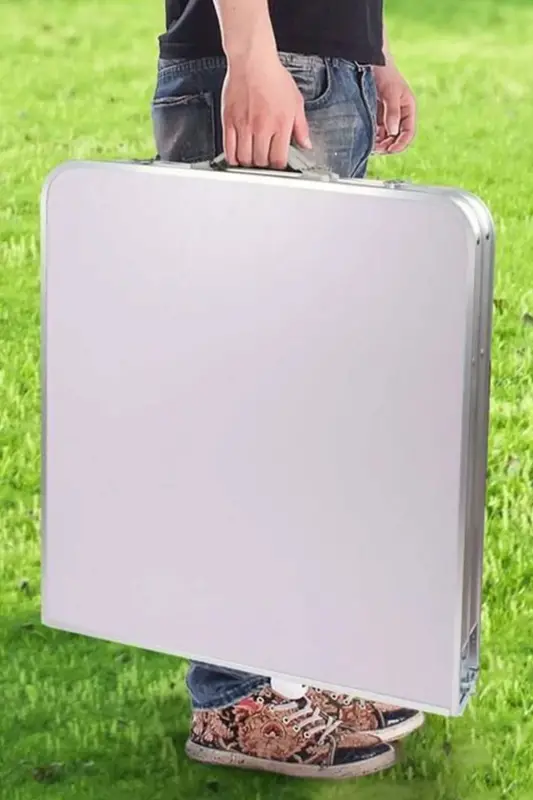 Tabureli Katlanabilir Piknik Masası Seti -Beyaz-Beyaz - 8