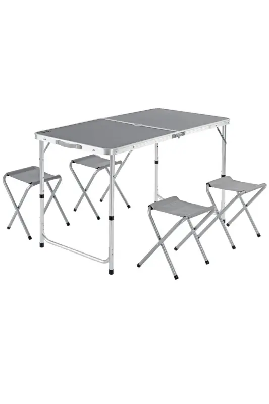 Tabureli Katlanabilir Piknik Masası Seti -Füme-Gri - FUNKY CHAIRS