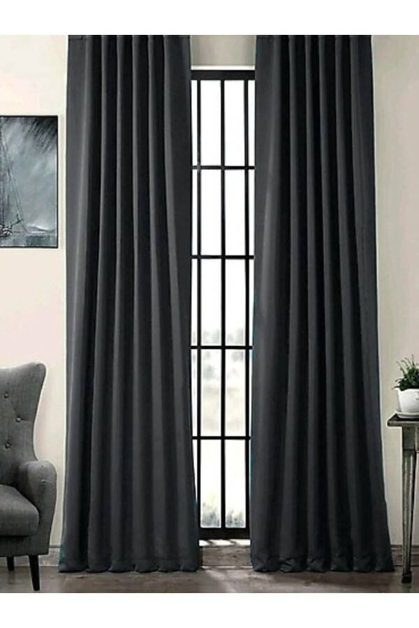 TAÇ ANTHRACITE BLACKOUT 100% BLACKOUT LINED CURTAIN STRAIGHT SEAM ALL SIZES AVAILABLE ( WIDTH X HEIGHT ) LUXURY 1. CLASS - 6