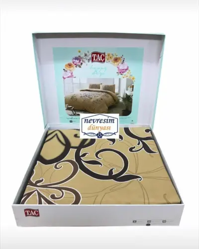 Taç Çift Kişilik Ranforce Nevresim Takımı Blanda Gold - NEVRESIMDUNYASI (1)