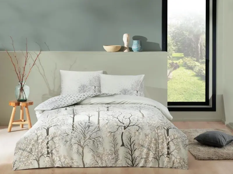 Taç Çift Kişilik Ranforce Nevresim Takımı Sakura Mint - 1