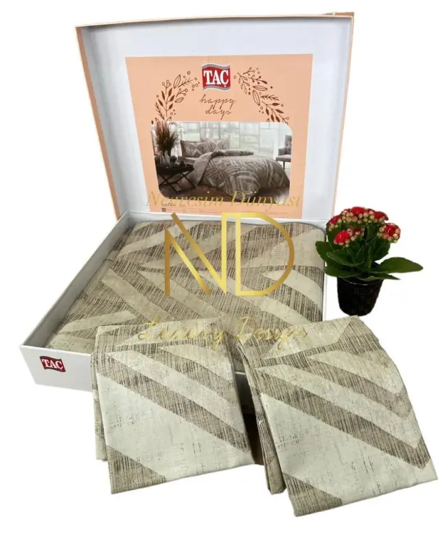 Taç Çift Kişilik Saten Nevresim Takımı Avril Kahve - 3