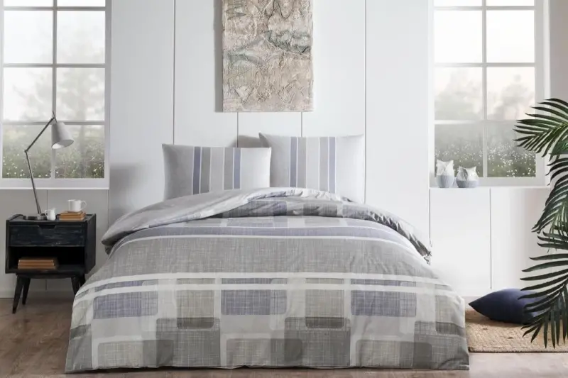 Тач Двуспальный Ранфорс Постельный Комплект Domino Синий - 1