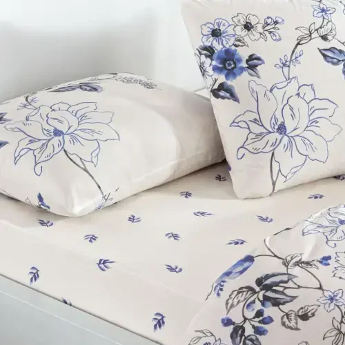 Тач Двуспальный Ранфорс Постельный Комплект Луна Голубой - NEVRESIMDUNYASI (1)