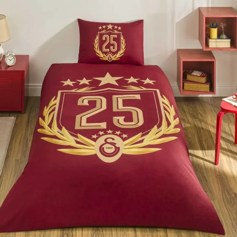 Taç Galatasaray 25. Şampiyonluk Tek Kişilik Lisanslı Nevresim Takımı - NEVRESIMDUNYASI
