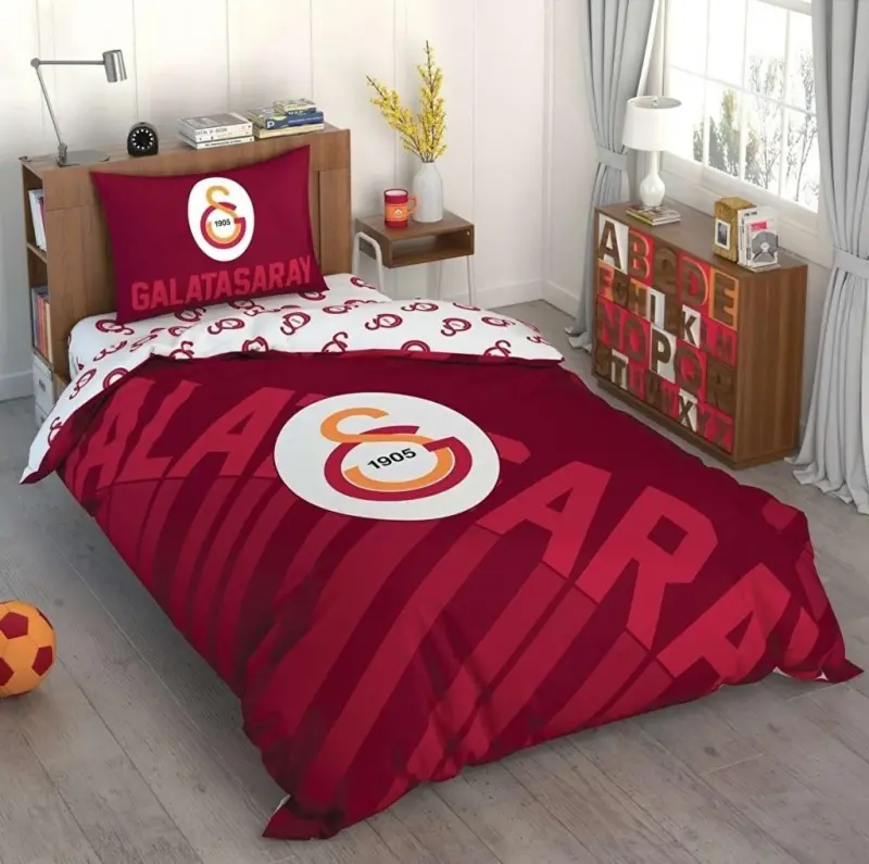 Taç Galatasaray Qizil Logotipi Bir kishilik Litsenziyalangan Yopinchiqlar To'plami - 1