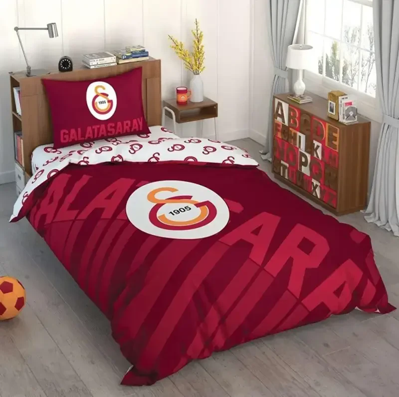 Taç Galatasaray Qizil Logotipi Bir kishilik Litsenziyalangan Yopinchiqlar To'plami - NEVRESIMDUNYASI