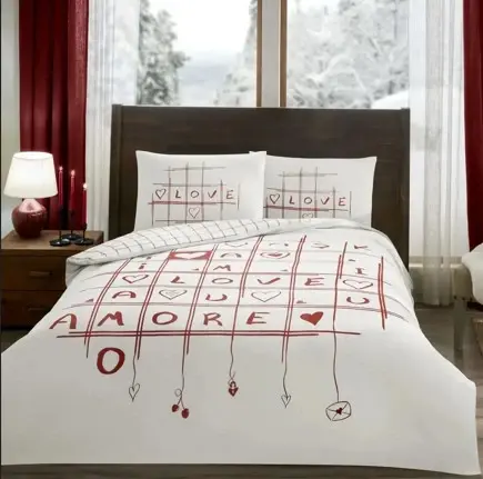 Taç Glow Светящийся Двуспальный Комплект Постельного Белья Romenta Kırmızı - 1