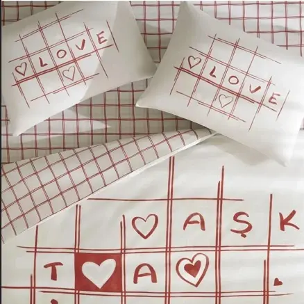 Taç Glow Светящийся Двуспальный Комплект Постельного Белья Romenta Kırmızı - 4