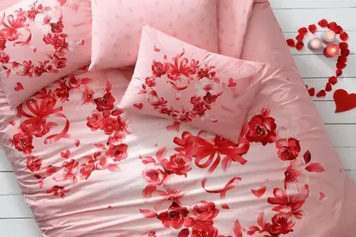 Taç Glow Yaltiroq Ikki kishilik Ranfors choyshablar to'plami Roses pushti - 3