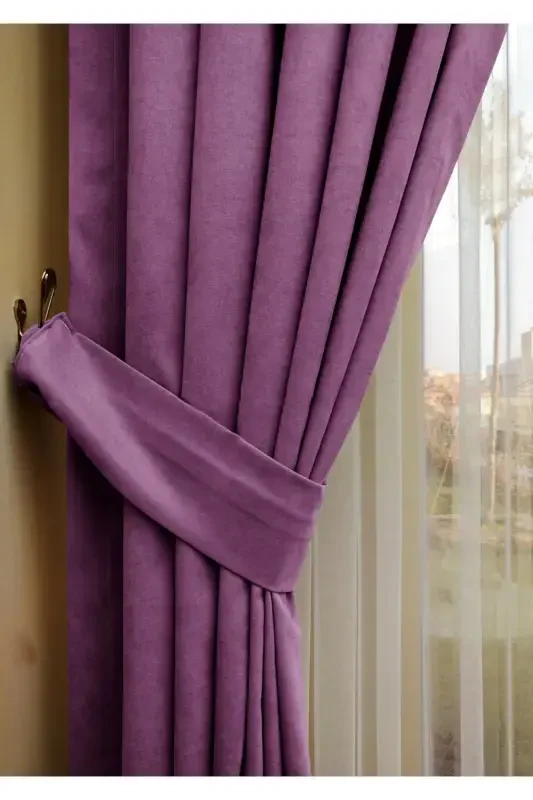 Тач Лила Однотонный Фон Занавес, Прямой Пошив Без Складок, Экстрафор Сборка, Одно Полотно-Лила - 1