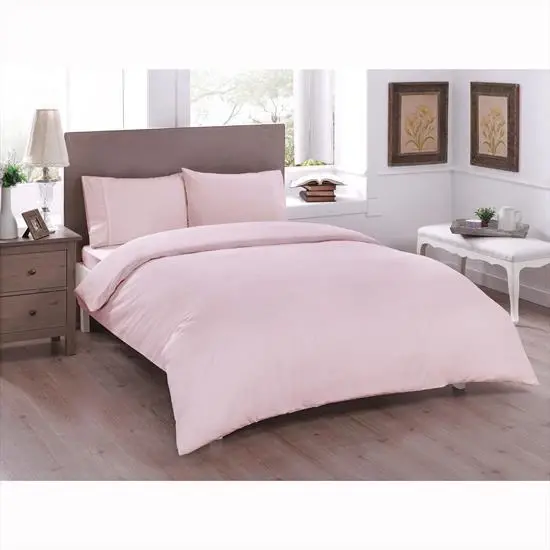Taç Ranforce Double Size Bed Linen Set Basic Light Pink - 1
