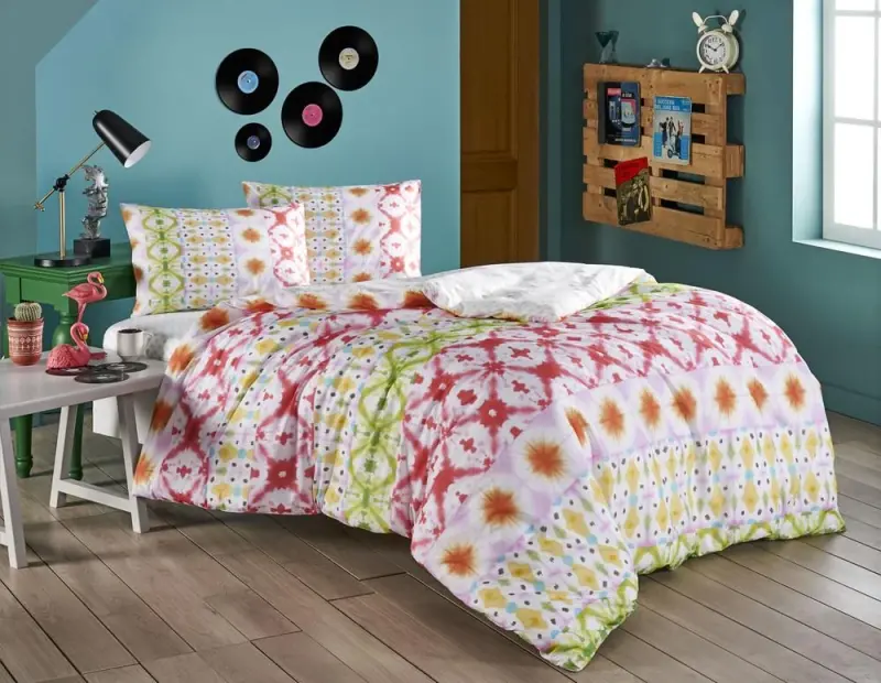 Taç Ranforce Single Duvet Cover Set Enzo Green - NEVRESIMDUNYASI